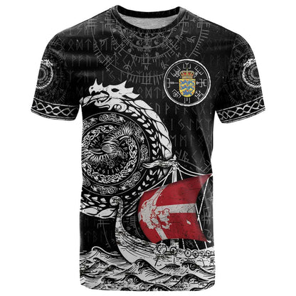 Personalized Viking Denmark T-Shirt Danish Viking Ship Graphic Tee