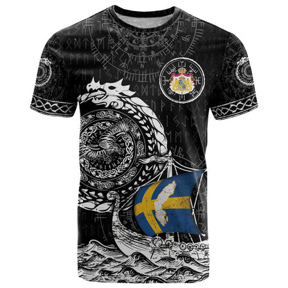 Personalized Viking Sweden T-Shirt Swedish Viking Ship Graphic Tee