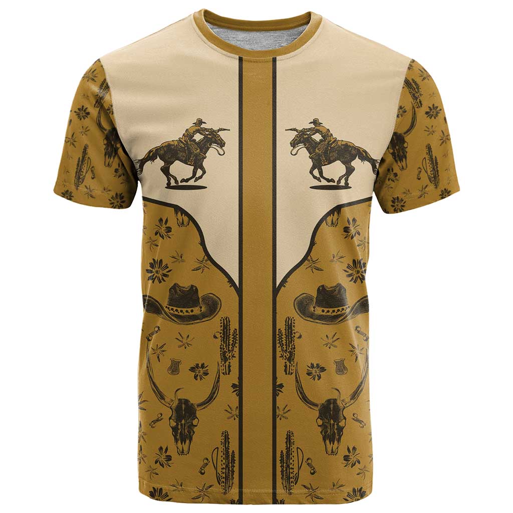 Cowboy T-Shirt Horse Riding Retro Western Yoke Beige Graphic Tee