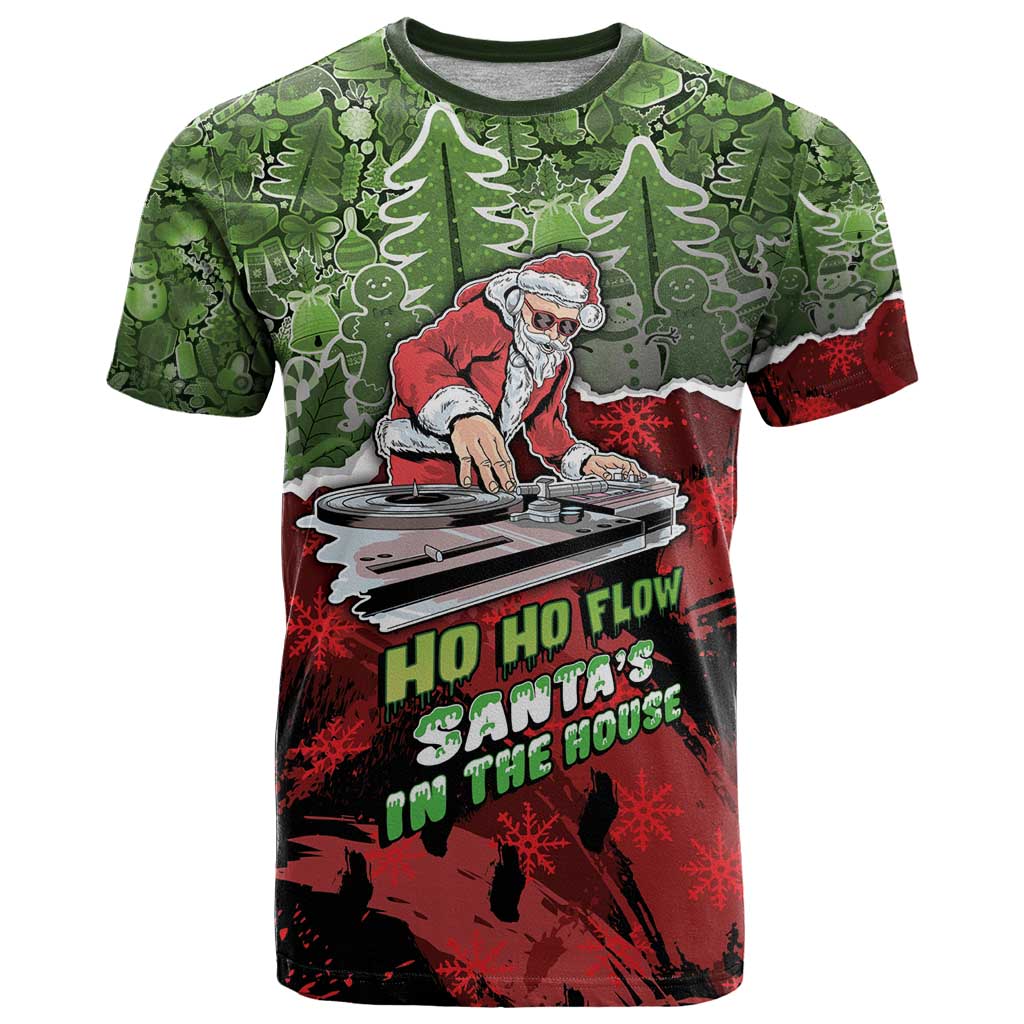 Hip Hop Christmas T-Shirt DJ Santa Ho Ho Flow Graphic Tee
