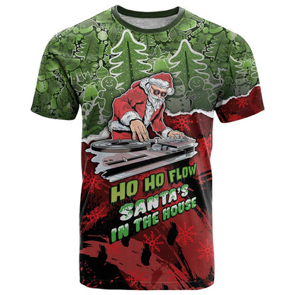 Hip Hop Christmas T-Shirt DJ Santa Ho Ho Flow Graphic Tee