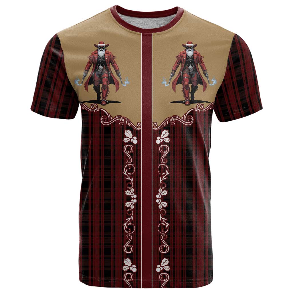 Western Yoke T-Shirt Black Santa Cowboy Retro Style Graphic Tee