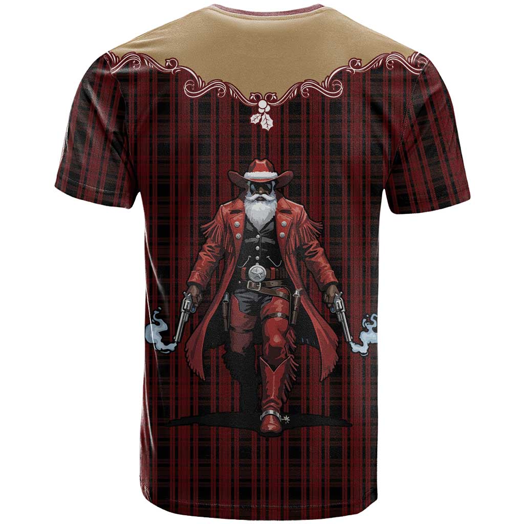 Western Yoke T-Shirt Black Santa Cowboy Retro Style Graphic Tee