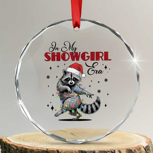 Funny Raccoon Christmas Ornament - Crystal Glass, In My Costume Era Xmas Meme Gift - Transparent Glass - 3'' Circle