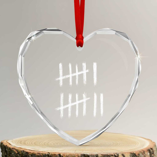 Funny Six Seven 67 Meme Heart Crystal Glass Ornament Tally Marks 6 7 Numbers Gen Alpha Slang - Transparent Glass - 3'' Heart