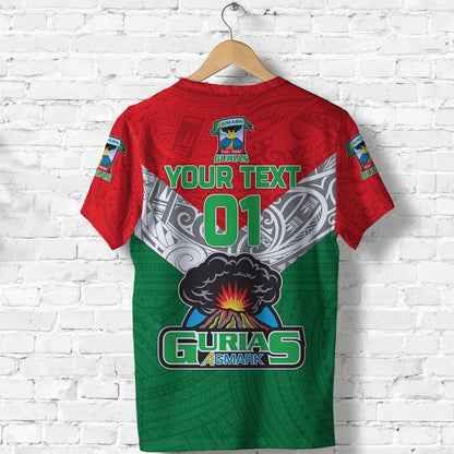 Custom Papua New Guinea Agmark Rabaul Gurias T-Shirt Rugby Green, Custom Text And Number Graphic Tee