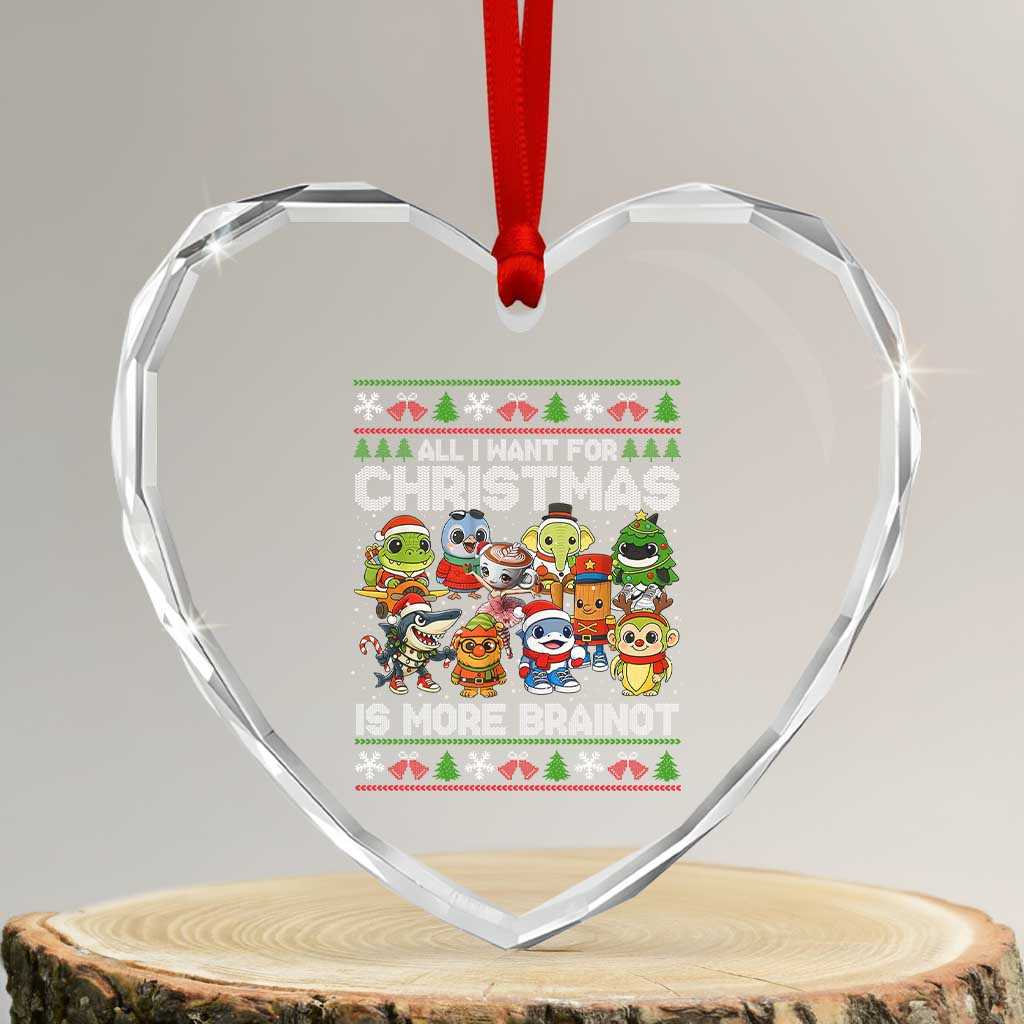 Italian Brainrot Meme Heart Ornament - Crystal Glass, All I Want for Xmas Is More Brainrot Holiday Decor - Transparent Glass - 3'' Heart