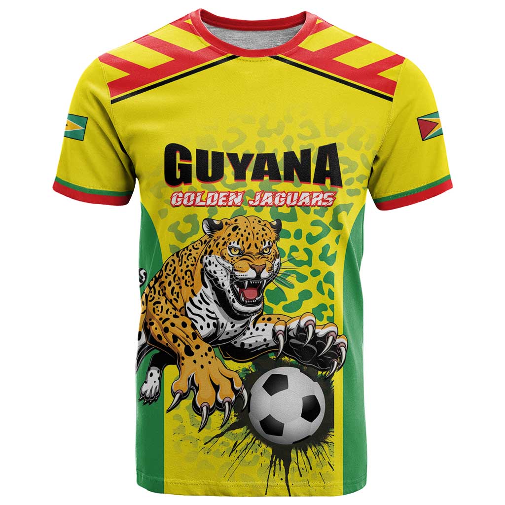 Custom Football Guyana T-Shirt Golden Jaguars Graphic Tee