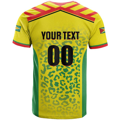 Custom Football Guyana T-Shirt Golden Jaguars Graphic Tee