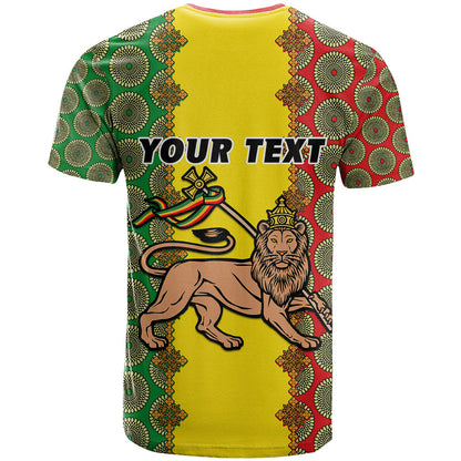 Personalised Ethiopia T-Shirt Ethiopian Lion Of Judah With African Pattern Graphic Tee
