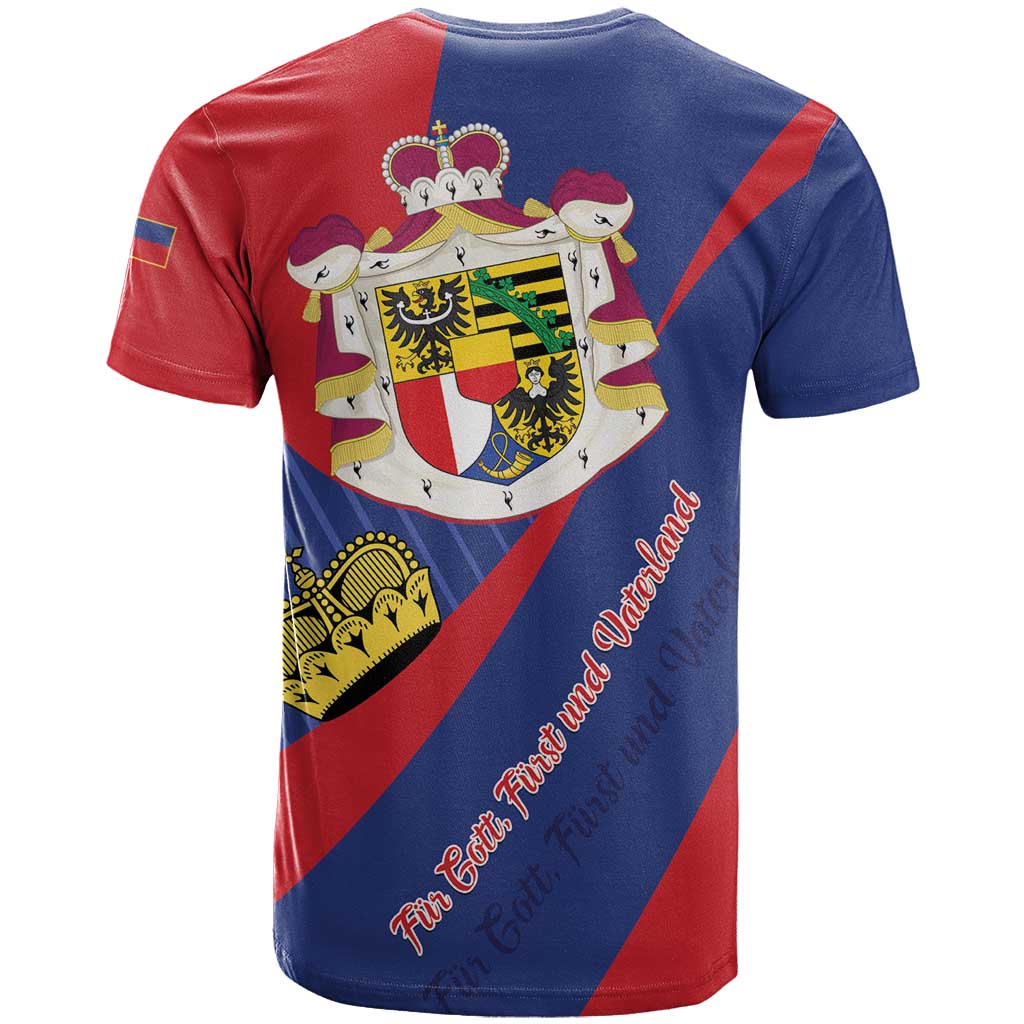 Liechtenstein T-Shirt Coat Of Arms Blue Red Color Graphic Tee