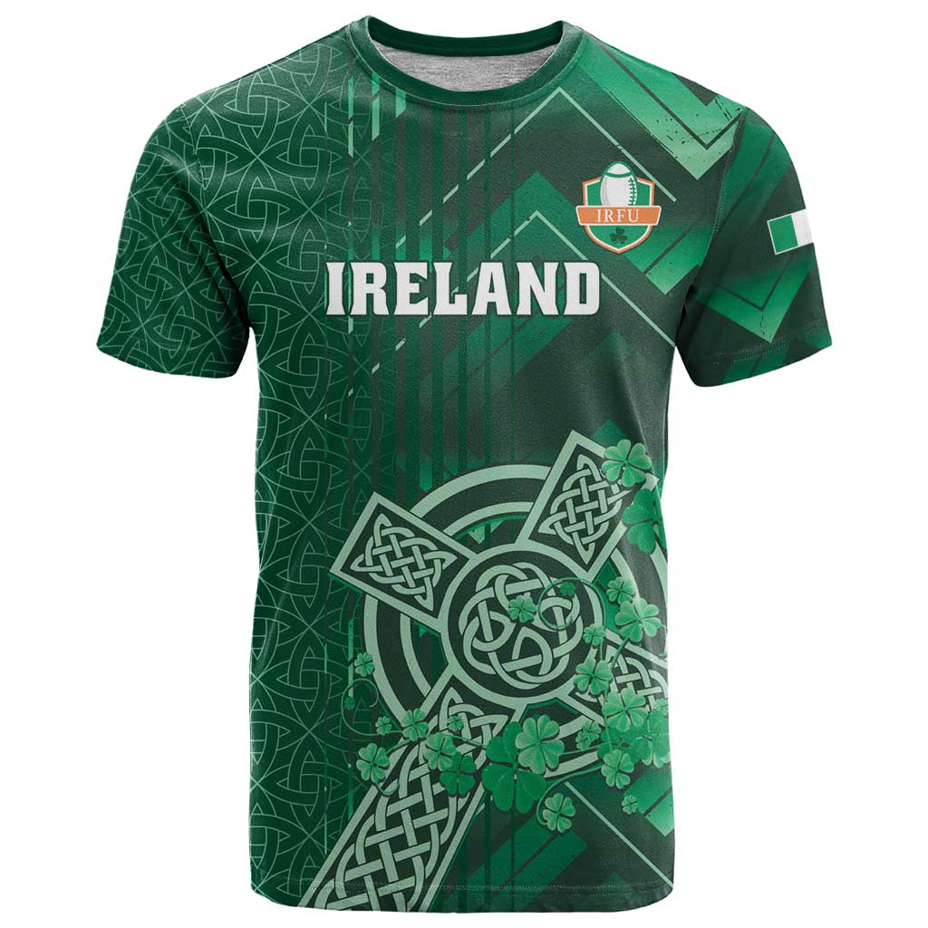 Ireland 2024 Rugby T-Shirt Irish Shamrock Celtic Cross Graphic Tee