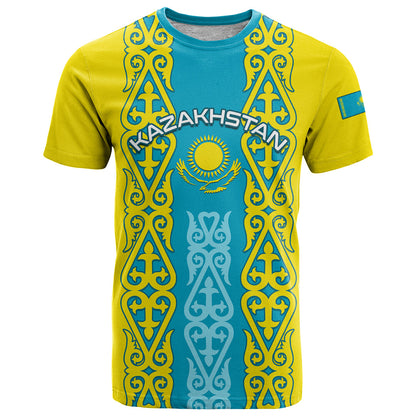 Personalised Kazakhstan Independence Day T-Shirt Kazakhstanian Coat Of Arms Special Version Graphic Tee