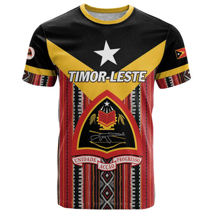 Personalized East Timor T-Shirt Timor-Leste Tais Pattern Graphic Tee