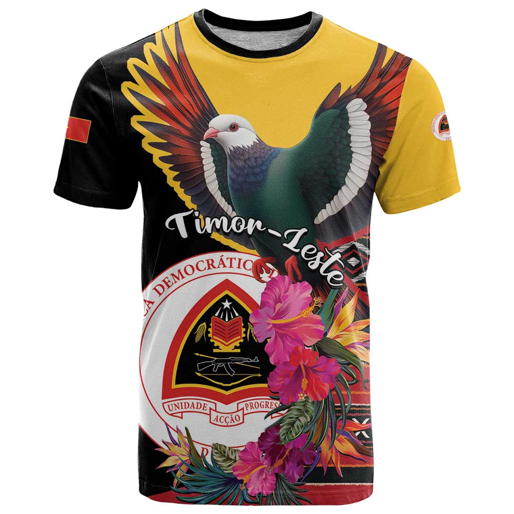 Personalized Timor-Leste T-Shirt Timor Imperial Pigeon Hibiscus Graphic Tee
