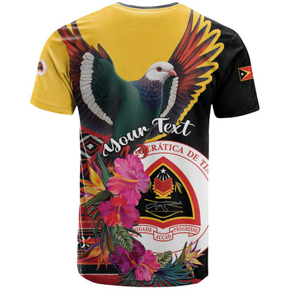 Personalized Timor-Leste T-Shirt Timor Imperial Pigeon Hibiscus Graphic Tee
