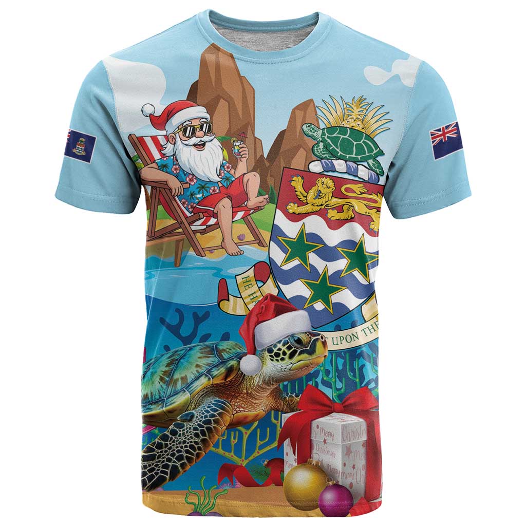 Cayman Islands Christmas T-Shirt Santa Claus Turtle Beachy Xmas Graphic Tee