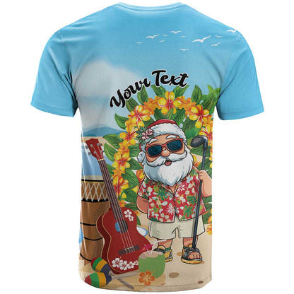 Personalized Hawaii Golf Christmas T-Shirt Mele Kalikimaka Funny Golfer Santa Graphic Tee