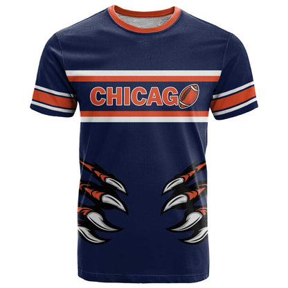 Custom Chicago Football T-Shirt One Two Three Bears Graphic Tee