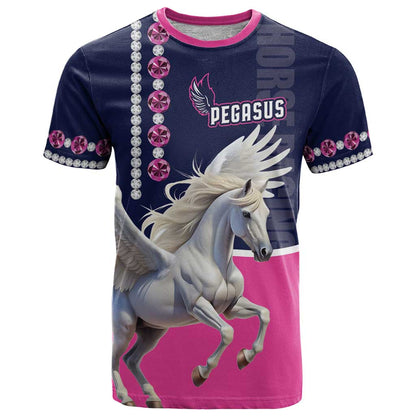 Personalized Pegasus Horse Racing T-Shirt Diamond Luxury Style Graphic Tee