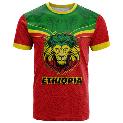 Personalised Ethiopia T-Shirt Lion Of Judah Flag Style Special Version Graphic Tee
