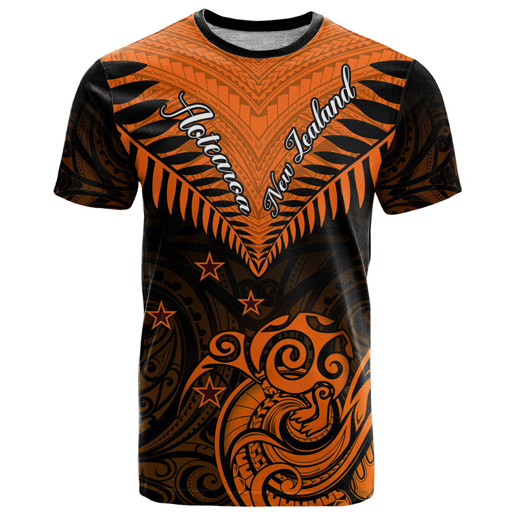 Personalised New Zealand T-Shirt Aotearoa Maori Kiwi Orange Fern Graphic Tee