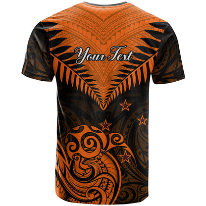 Personalised New Zealand T-Shirt Aotearoa Maori Kiwi Orange Fern Graphic Tee