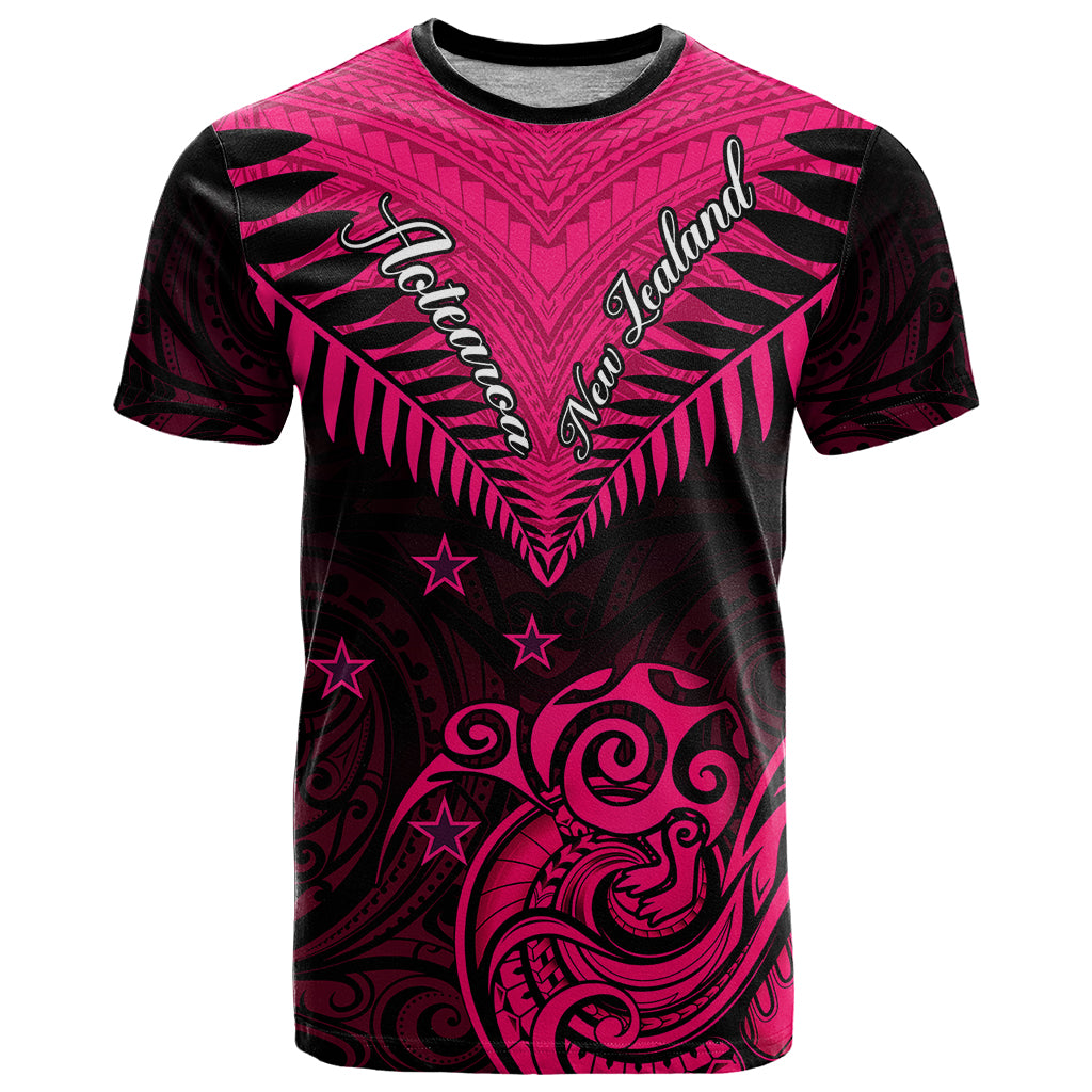 Personalised Aotearoa T-Shirt Maori Kiwi Pink Fern Graphic Tee