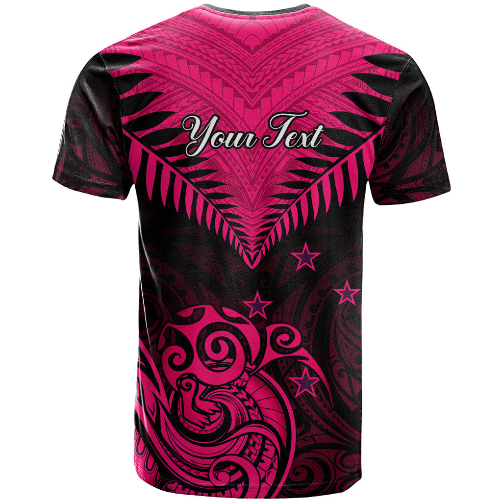 Personalised Aotearoa T-Shirt Maori Kiwi Pink Fern Graphic Tee