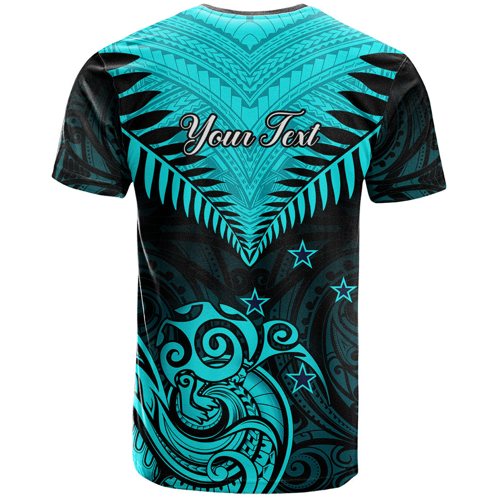 Personalised Aotearoa T-Shirt Maori Kiwi Turquoise Fern Graphic Tee