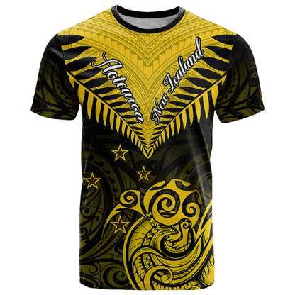 Personalised Aotearoa T-Shirt Maori Kiwi Yellow Fern Graphic Tee