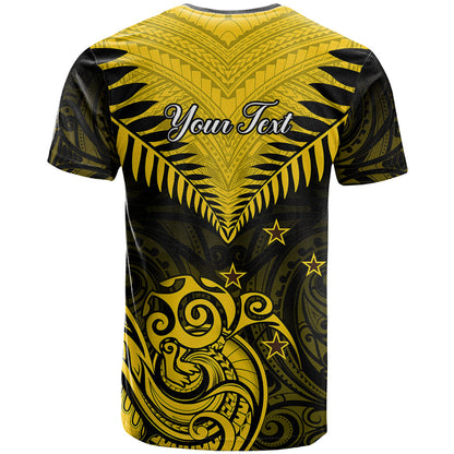 Personalised Aotearoa T-Shirt Maori Kiwi Yellow Fern Graphic Tee