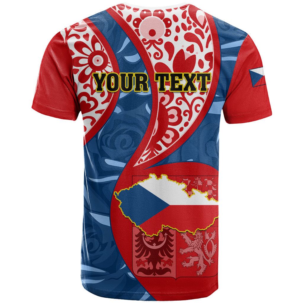 Personalised Czech Republic Independence Day T-Shirt Czechia Coat Of Arms Embroidery Motif Graphic Tee