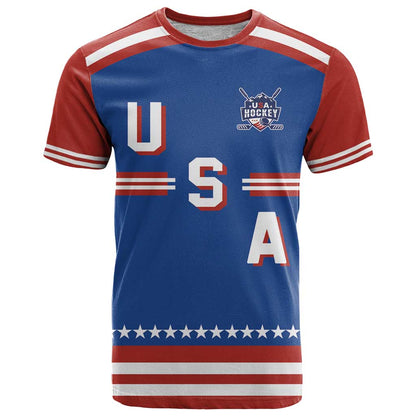 Custom Hockey 2026 USA Blue T-Shirt United States Go Champions Graphic Tee