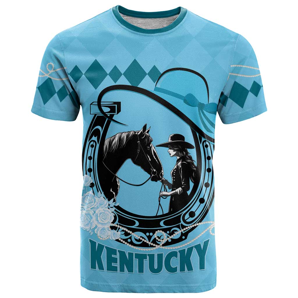 Personalized Kentucky Horse Racing T-Shirt Beauty and The Horse Blue Version Graphic Tee