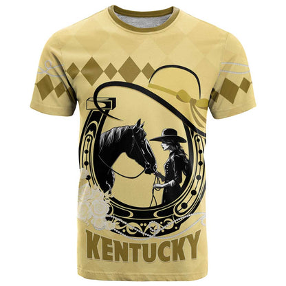 Personalized Kentucky Horse Racing T-Shirt Beauty and The Horse Yellow Version Graphic Tee