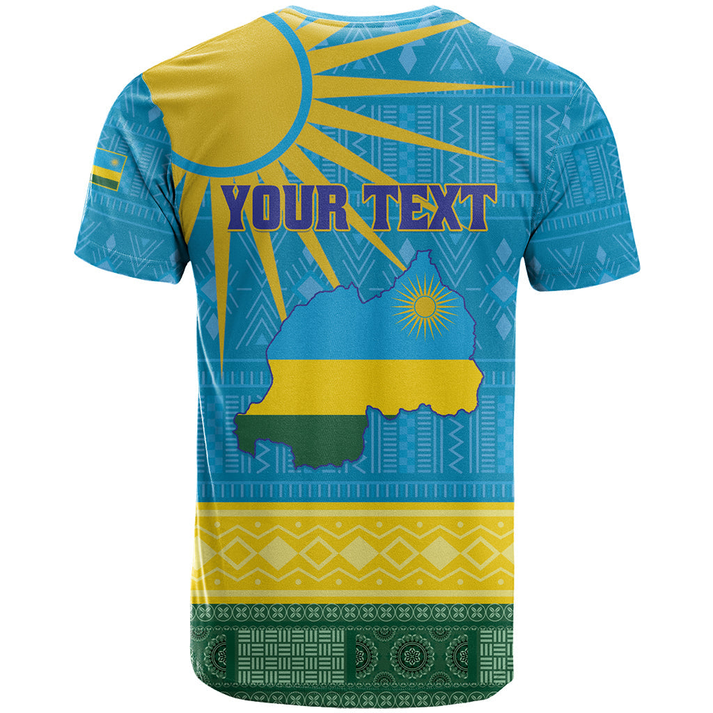 Personalized Rwanda T-Shirt Coat of Arms With African Pattern Graphic Tee