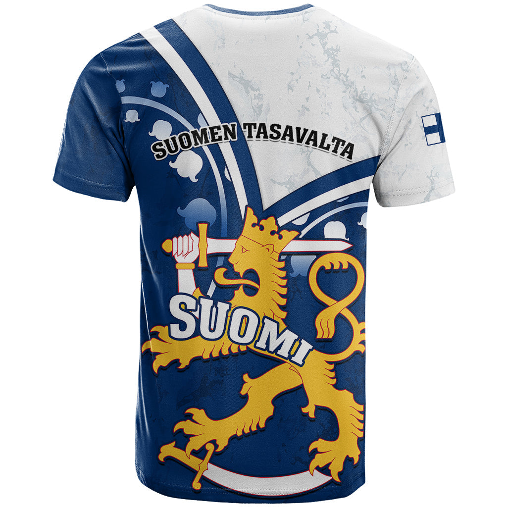 Finland T-Shirt Suomi Lion With Lily of the Valley Graphic Tee