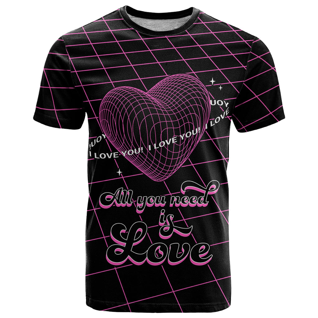 All You Need is Love Valentine Day T-Shirt Geometry Wireframe Style Graphic Tee