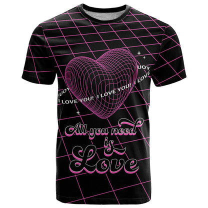 All You Need is Love Valentine Day T-Shirt Geometry Wireframe Style Graphic Tee