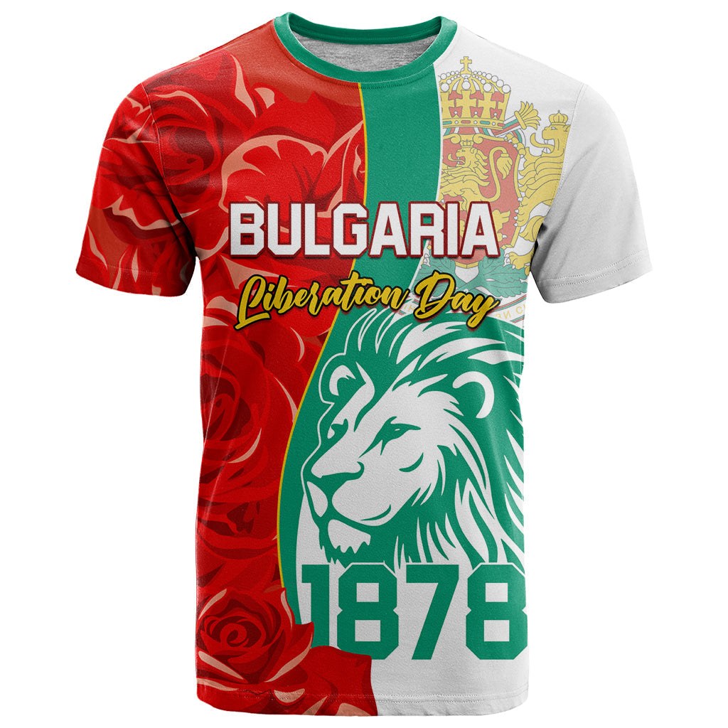 Bulgaria Liberation Day T-Shirt Lion With Rose Flag Style Graphic Tee