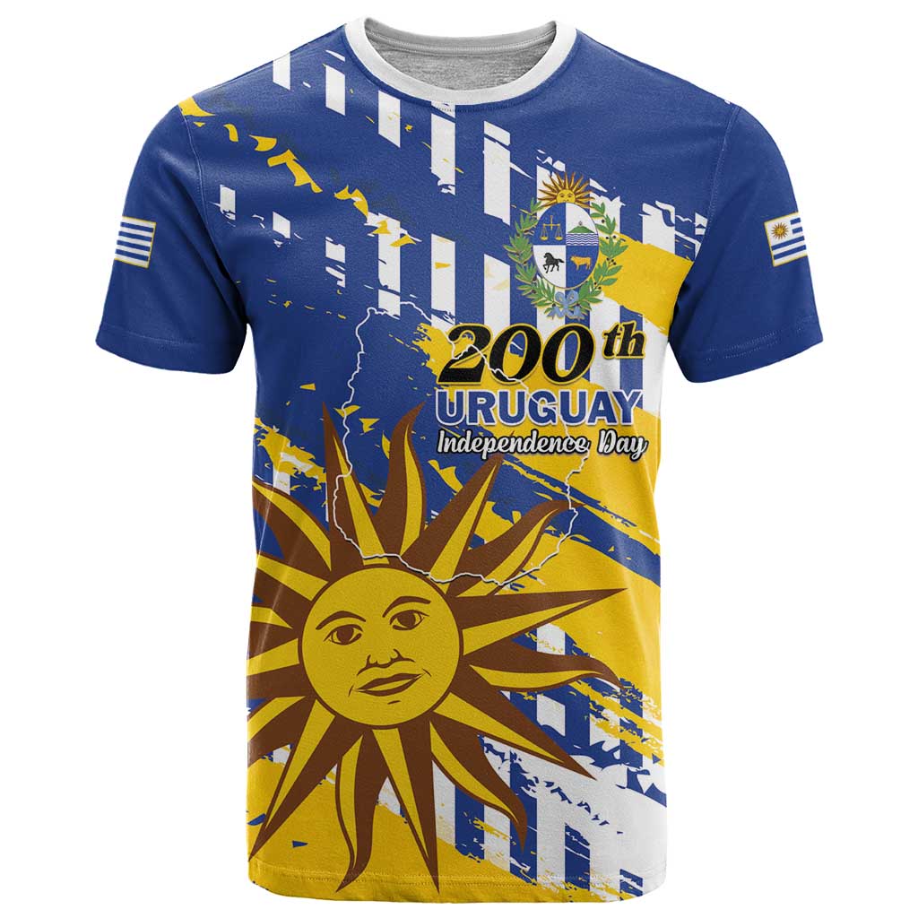 Personalized Uruguay 200th Independence Day T-Shirt Sol de Mayo Grunge Stylized Graphic Tee