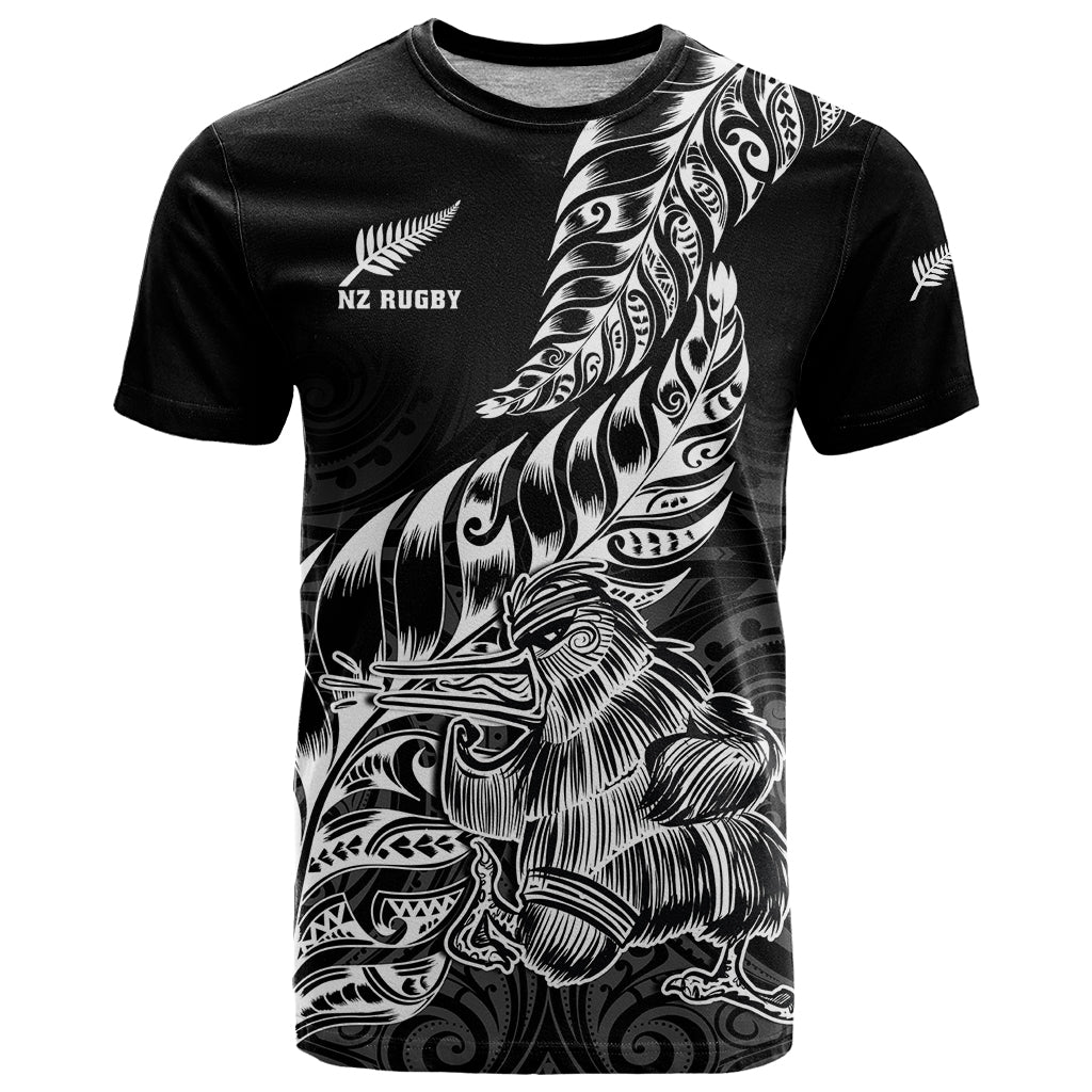 New Zealand Silver Fern Rugby T-Shirt Aotearoa Kiwi Maori Black Version Graphic Tee