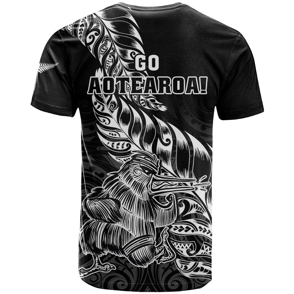 New Zealand Silver Fern Rugby T-Shirt Aotearoa Kiwi Maori Black Version Graphic Tee
