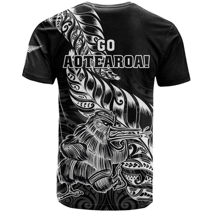 New Zealand Silver Fern Rugby T-Shirt Aotearoa Kiwi Maori Black Version Graphic Tee