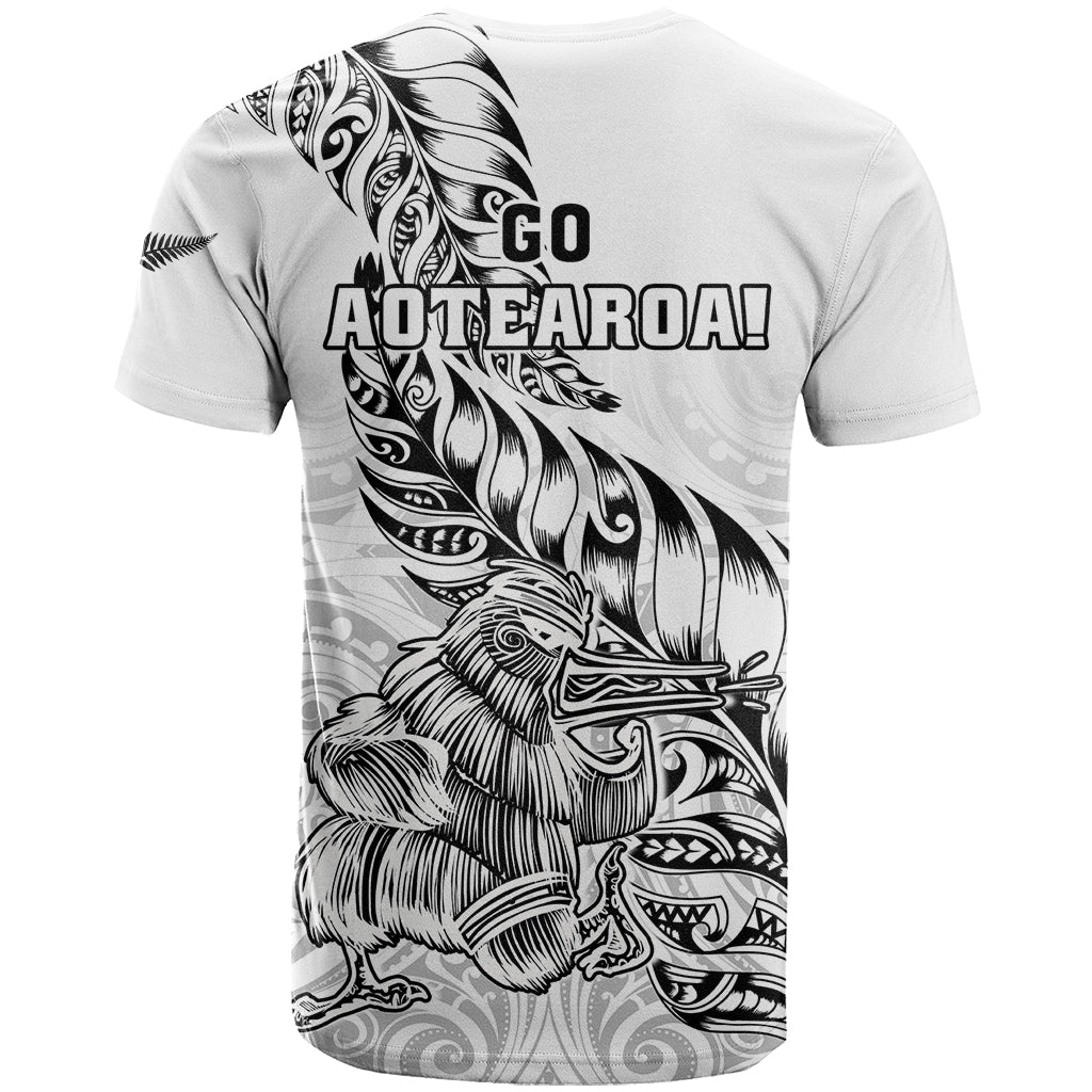 New Zealand Silver Fern Rugby T-Shirt Aotearoa Kiwi Maori White Version Graphic Tee
