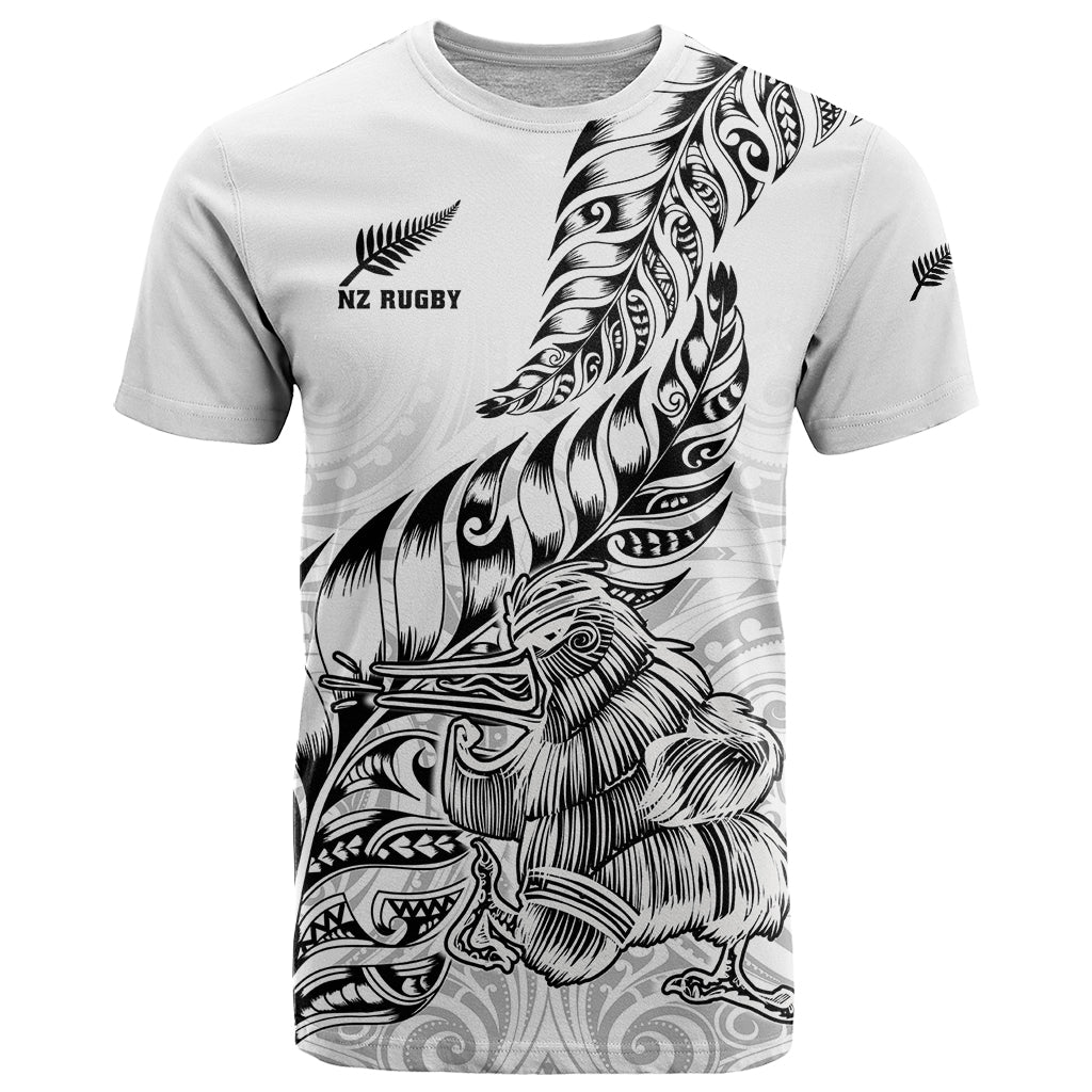 Custom New Zealand Silver Fern Rugby T-Shirt Aotearoa Kiwi Maori White Version Graphic Tee
