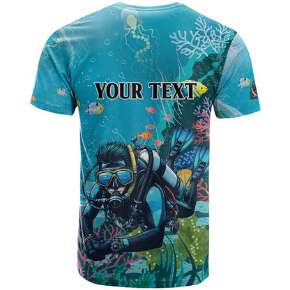Personalized Scuba Diving T-Shirt Explore The Depths Discover Yourself Graphic Tee