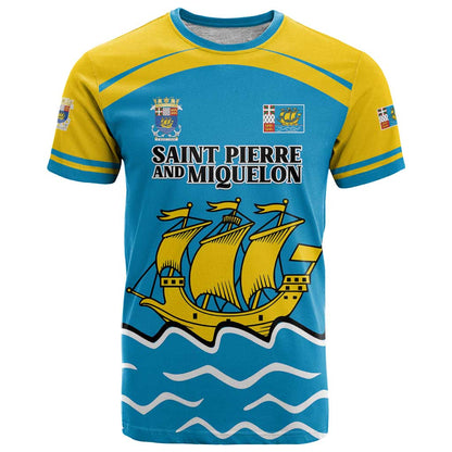 Personalized Saint Pierre and Miquelon T-Shirt A Mare Labor Graphic Tee