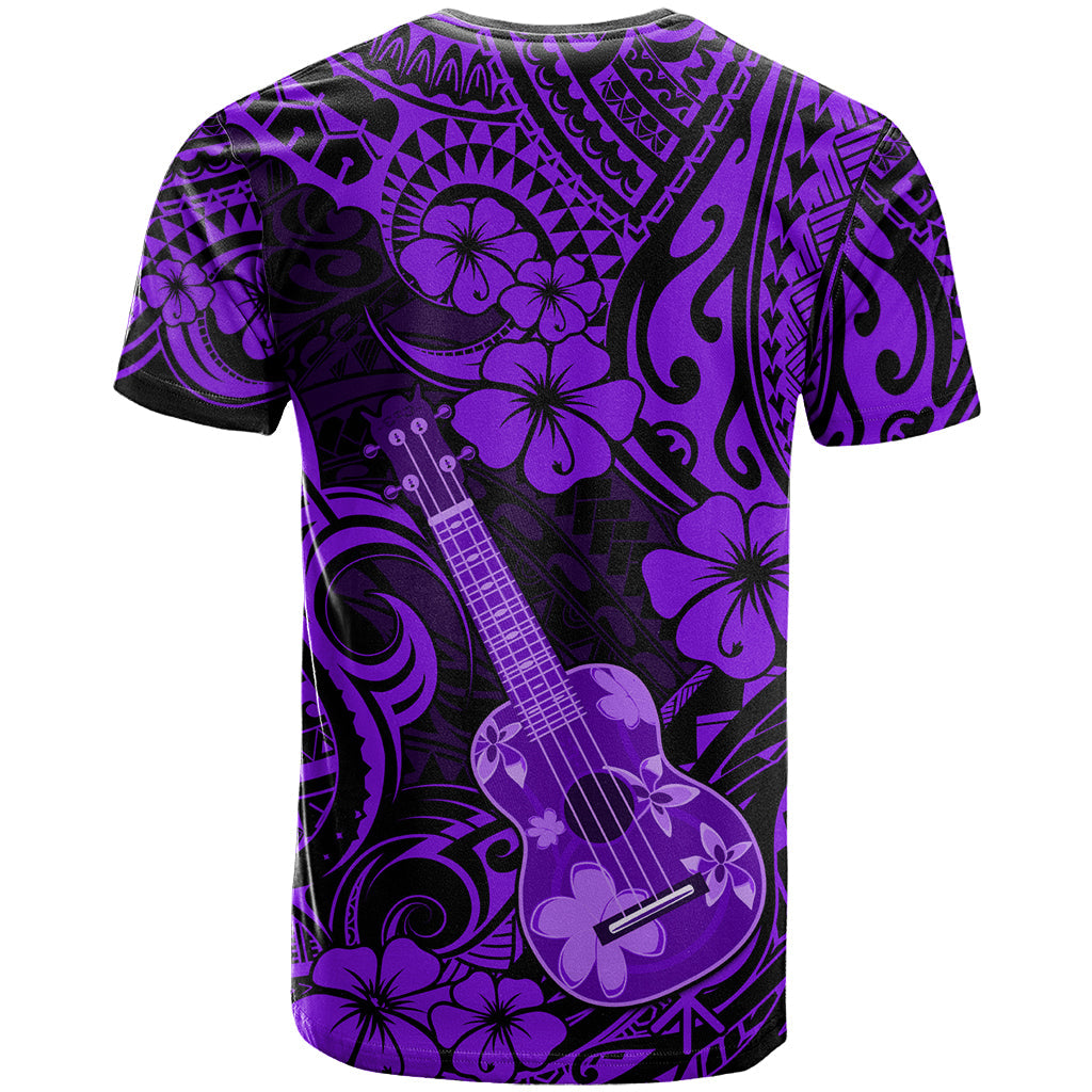 Hawaii Ukulele T-Shirt Polynesian Pattern Purple Version Graphic Tee